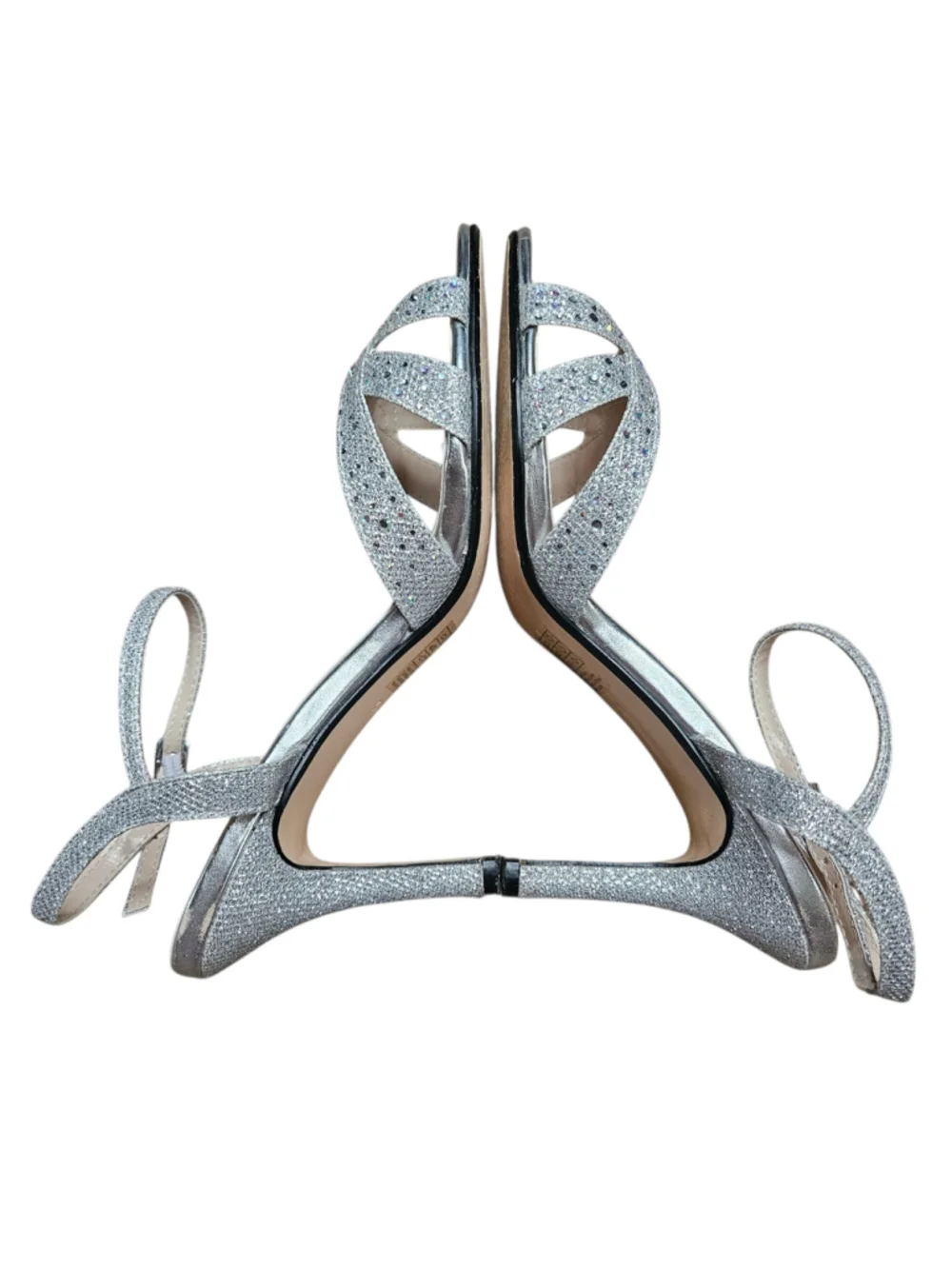 Benjamin Walk Touch Ups 9M Silver Dulce Rhinestone Strappy Heel Sandals